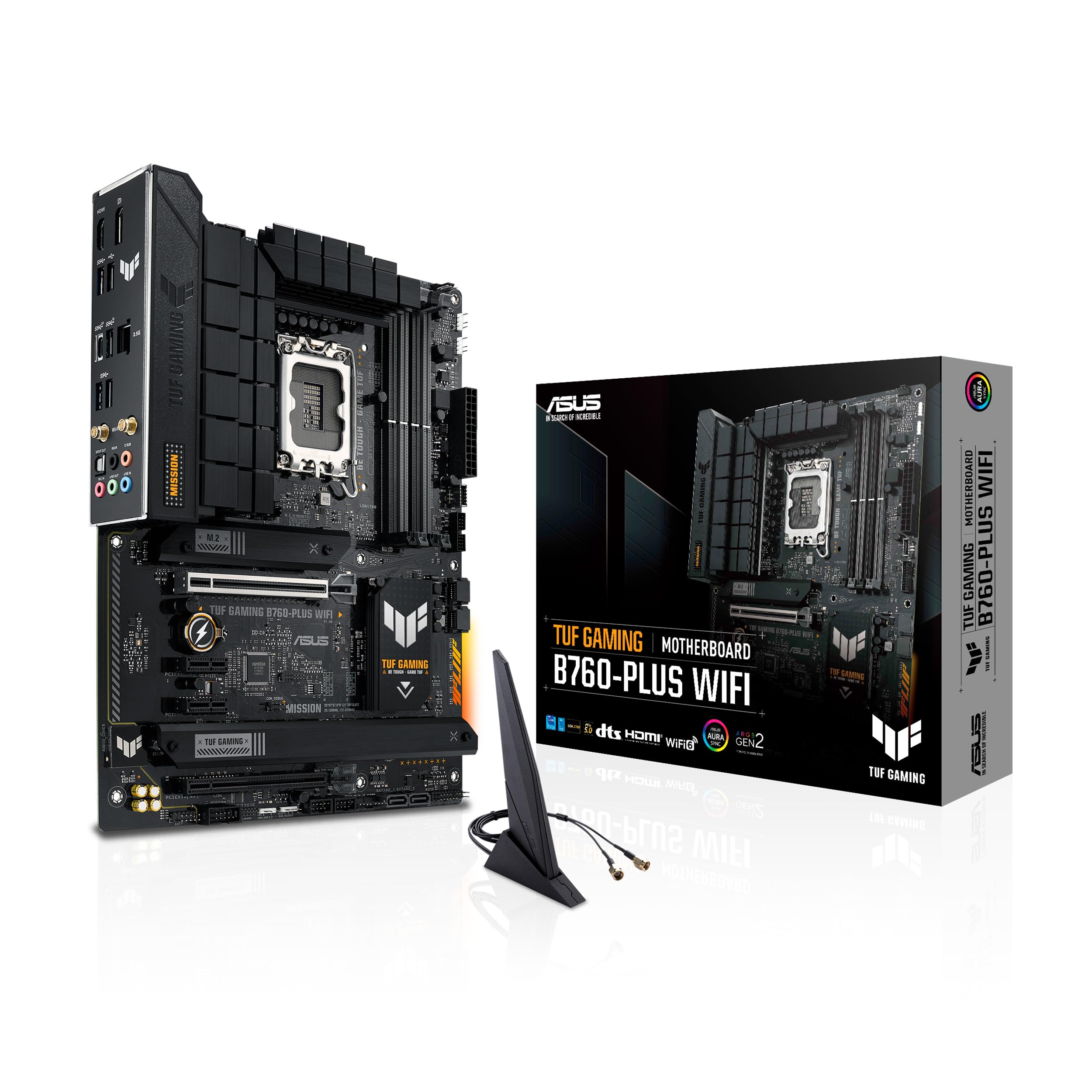 ASUS TUF GAMING B760-PLUS WIFI Intel B760 LGA 1700 ATX motherboard, Ready for 14th, 13th & 12th Gen Intel® Core CPU, 12+1+1 Stages, PCIe 5.0, 3x M.2, DDR5, 2.5G, USB 3.2 Type-C®, Thunderbolt 4™, USB4®