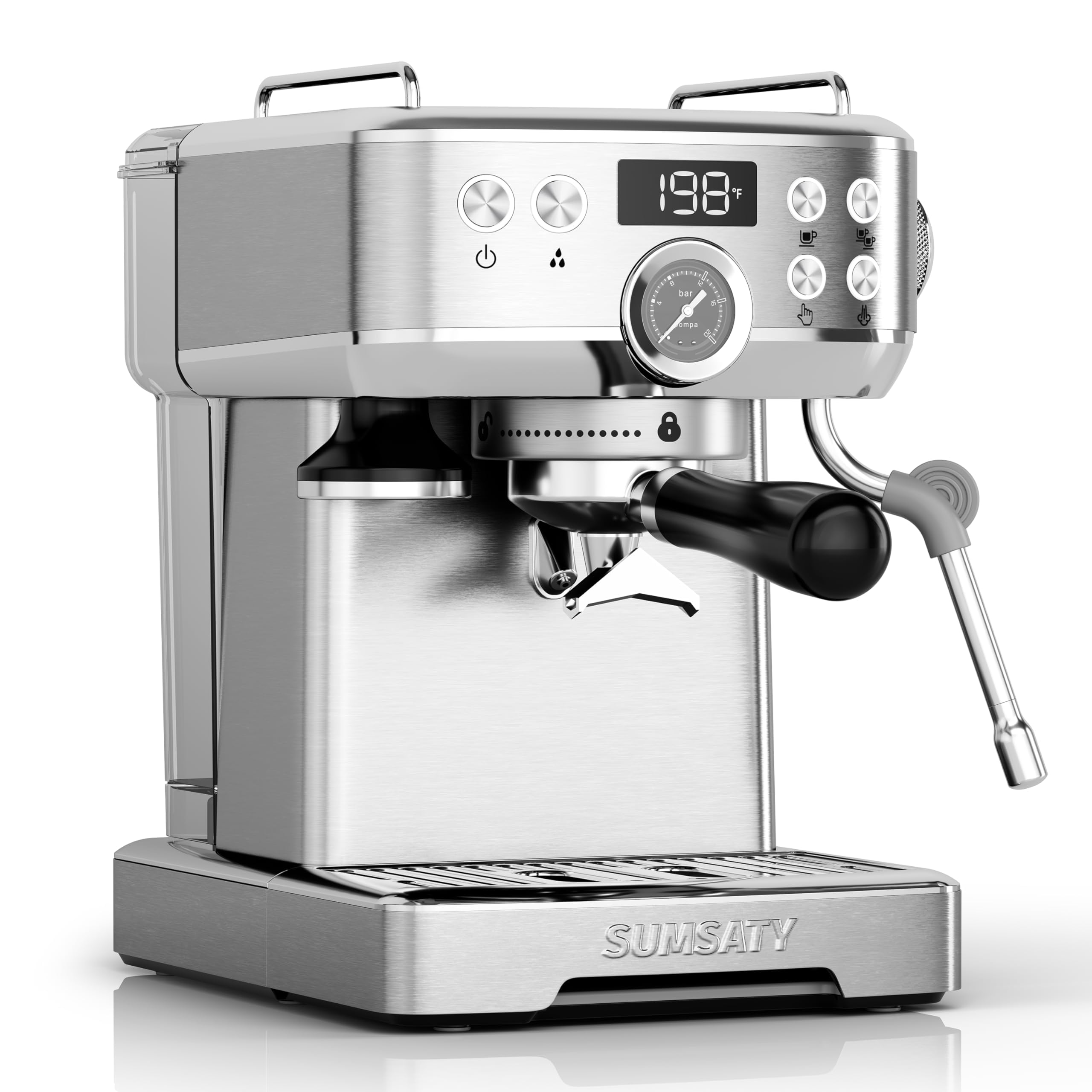 SUMSATY Espresso Machine, Stainless Steel Espresso Machine with Milk Frother for Latte, Cappuccino, Machiato,for Home Espresso Maker, 1.8L Water Tank, 20 Bar