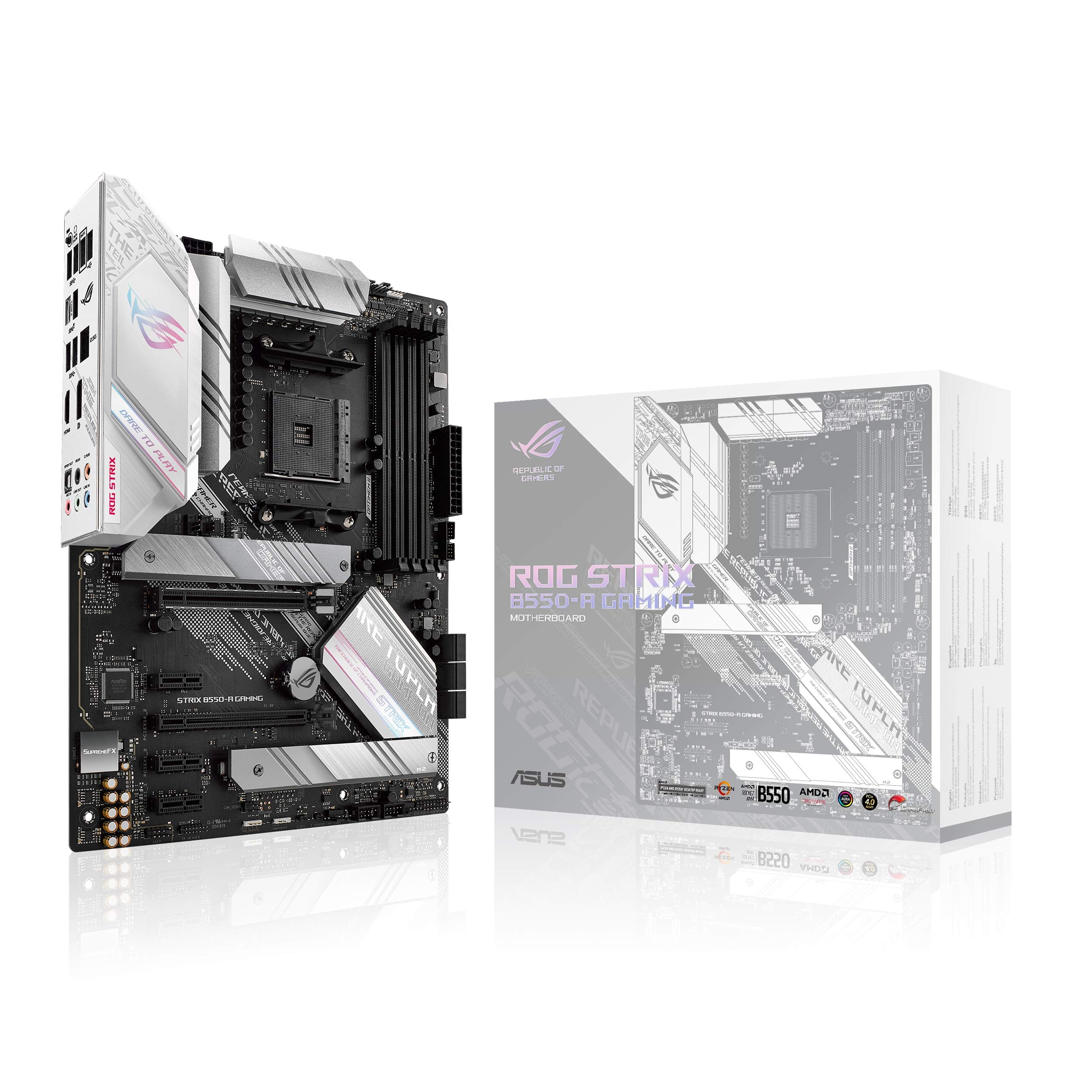 ASUS ROG Strix B550-A Gaming Desktop Motherboard - AMD B550 Chipset - Socket AM4 - ATX - 128 GB DDR4 SDRAM Maximum RAM - DIMM, UDIMM - 4 x Memory Slots - HDMI - DisplayPort - 6 x SATA Interfaces