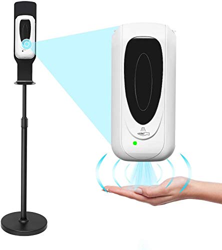 1000ML Automatic Touchless Universal Hand Sanitizer Dispenser Soap Dispenser, 35.4-56 Inches Stainless Steel Floor Stand Station Kit Adjustable Mist Spray Machine for Offices Schools
