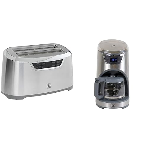 Kenmore Elite 4-Slice Long Slot Toaster Silver + Kenmore Elite Programmable 12-cup Coffee Maker, Stainless Steel