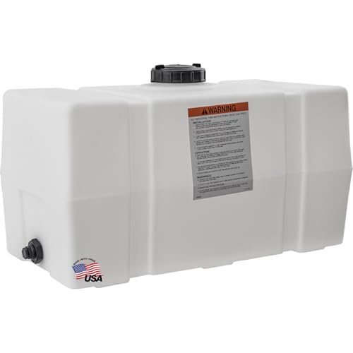 RomoTech 82123919 Horizontal Square Reservoir Water Tank, 50 gallon, Made In The USA, Poly Tank For Water and Non-Flammable Liquids, Rust and Corrosion Proof