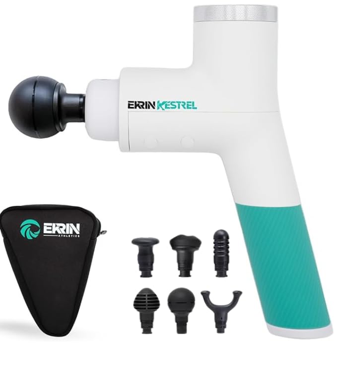 Ekrin Athletics White Kestrel Percussive Massager - Enhanced Precision & Comfort for Elite Muscle Recovery & Wellness - Relieve Sore Muscles and Stiffness