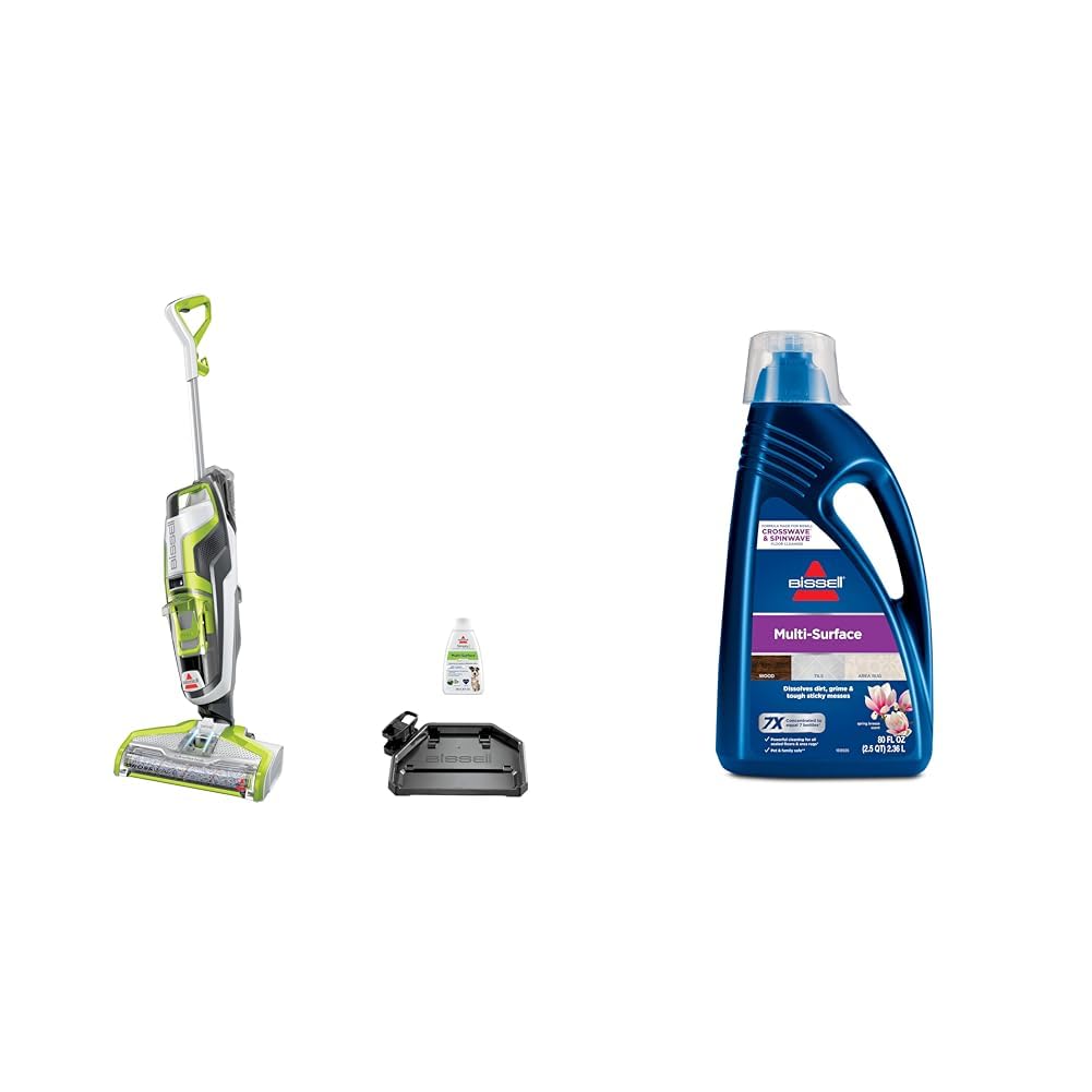 Bissell CrossWave Floor and Area Rug Cleaner, Wet-Dry Vacuum, 3888A, Corded electric, Green + BISSELL MultiSurface Floor Cleaning Formula for Crosswave and Spinwave (80 oz), 1789G