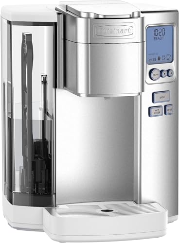 Cuisinart Coffee Maker, Single Serve 72-Ounce Reservoir Coffee Machine, Programmable Brewing & Hot Water Dispenser, Stainless Steel SS-10WP1, White