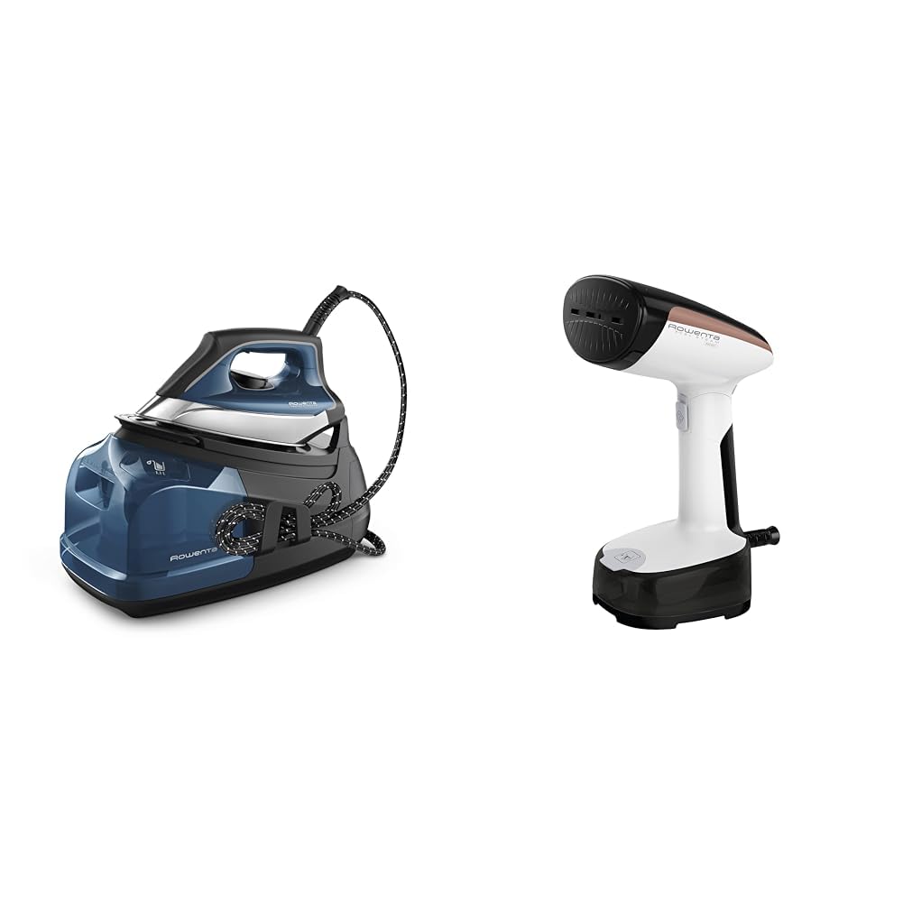 Rowenta Perfect Steam Pro Stainless Steel Soleplate Professional Steam Station & Access Steam Handheld Steamer for Clothes 15 Second Heatup, 4 Ounce Capacity 1150 Watts