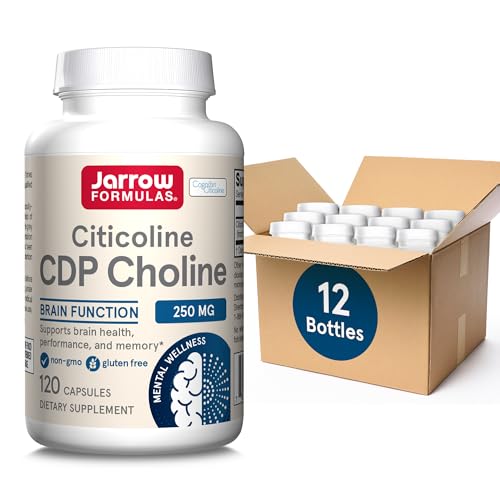 Jarrow Formulas Citicoline CDP Choline 250 MG, CDP Choline Supplement Supports Brain Health, Performance and Memory, 120 Capsules, Up to a 120 Day Supply, Pack of 12