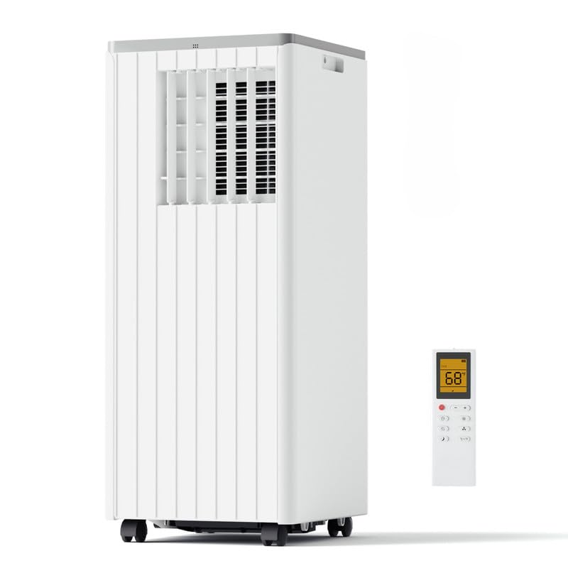 DENBIG 8,000 BTU Portable Air Conditioner, Portable AC Unit with Built-in Dehumidifier and Cooling Fan for Room up to 350 sq.ft., 24 Hour Timer & Remote Control & Window Mount Kit, White