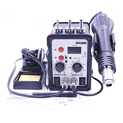 Rework Soldering Station Hot Air Blower Intelligent Detection Soldering Iron Desoldering Air Dryer Rework Station (Color : 8586)