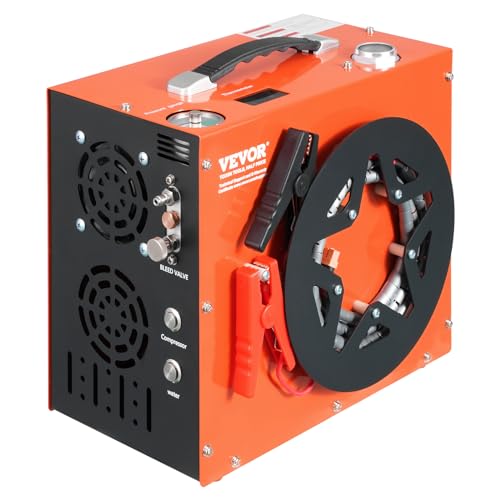 VEVOR PCP Air Compressor, 4500PSI/30Mpa Portable PCP Airgun Compressor - Built-in Water and Fan Cooling System, Auto-Stop | DC12V/AC120V Paintball Tank Compressor for Air Rifle, Scuba Diving Bottle