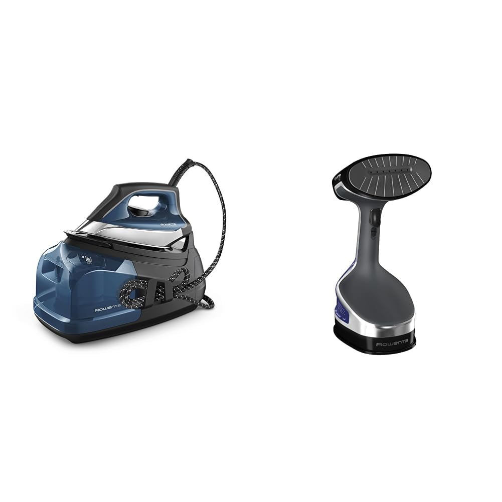 Rowenta Perfect Steam Pro Stainless Steel Soleplate Professional Steam Station & X-Cel Handheld Steamer for Clothes Medium 25-Second Fast Heat-Up, Powerful Dewrinkling Steam