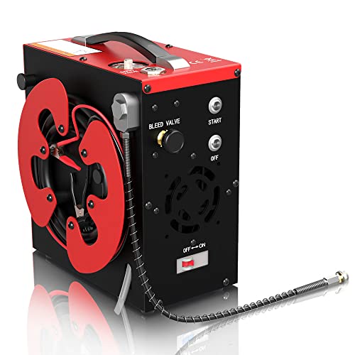 GX PUMP CS3 PCP Air Compressor, Auto-Stop,Oil-Free, Built-in Water-Oil Separator Filter, Powered by Car 12V DC or Home 110V AC w/Converter,4500Psi/30Mpa,Paintball Air Compressor Pump