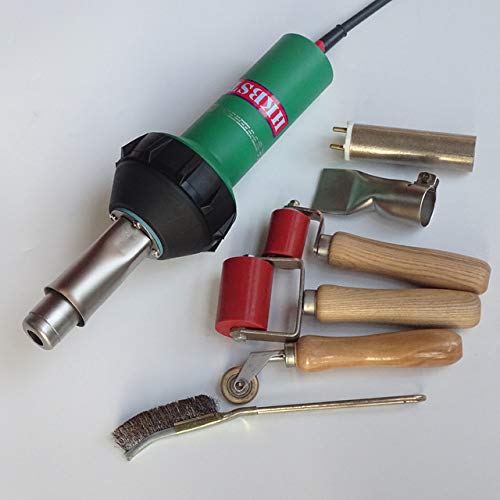 Hot Air Plastic Welding Gun With Rollers,Penny Roller,2pcs Flat Nozzle,Brush and Spare Heat Element With Mica Tube