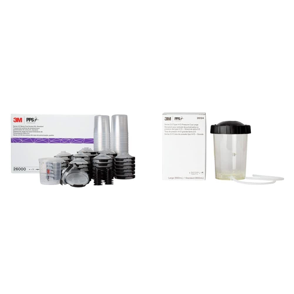 3M PPS 2.0 H/O Pressure Cup with Air Hose, 26124, Large, 28 Ounces, Use with 3M Accuspray HGP Spray Gun for Thick High-Viscosity Latex Paints, Varnishes, Coatings and Primers, 1 Pack
