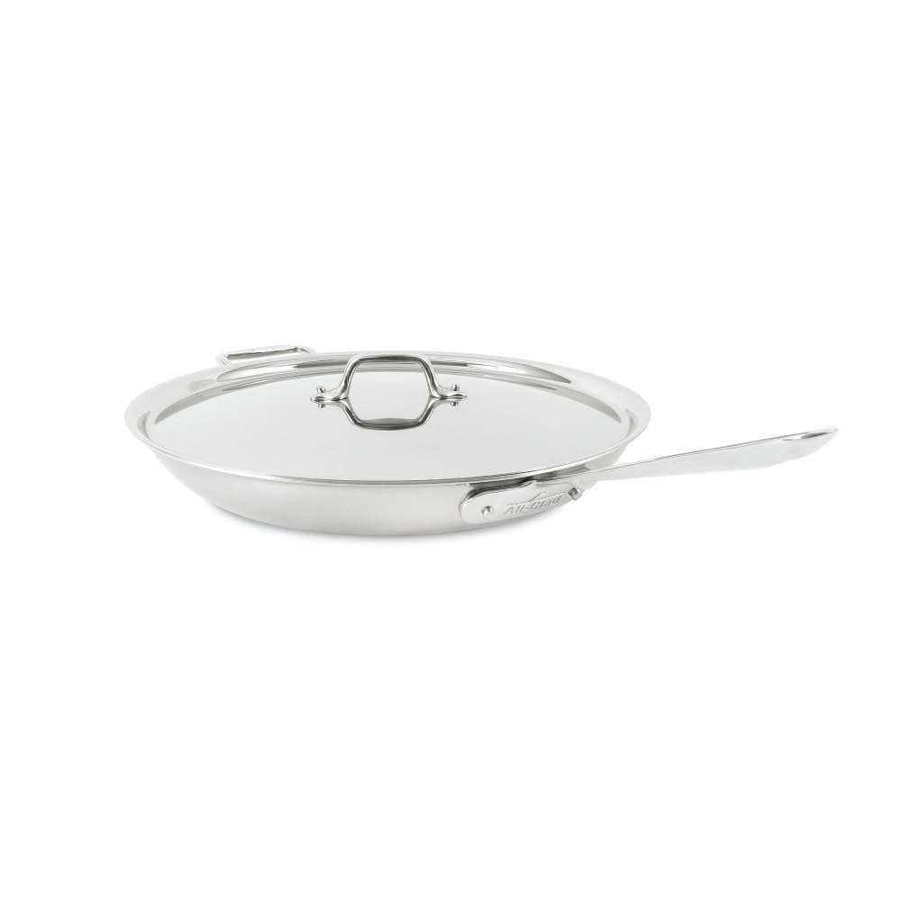 All-Clad D3 3-Ply Stainless Steel Fry Pan, 14 Inch, Induction, Oven Broiler Safe 500F, Lid Safe 350F, Pots and Pans, Cookware, Silver