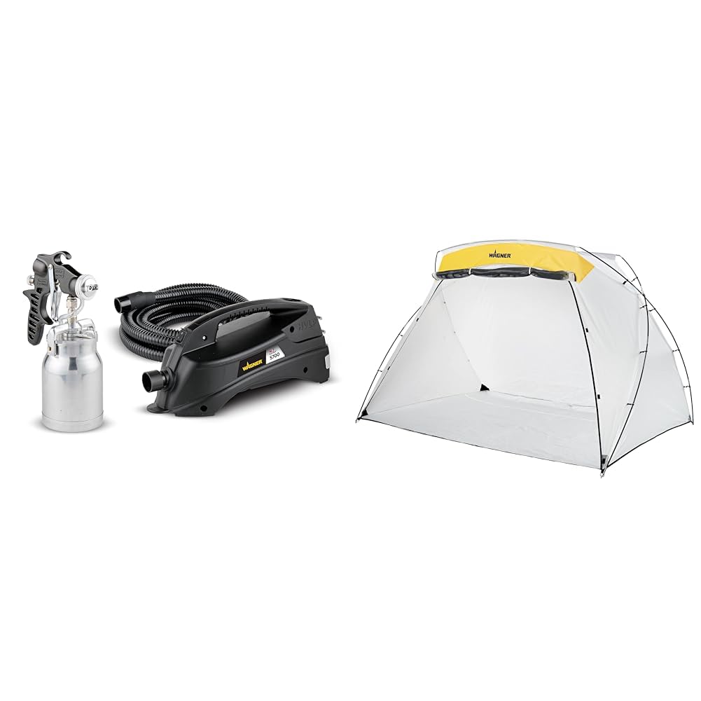 Wagner Spraytech 2443205 Earlex 5700 Stationary HVLP Paint Sprayer for Woodworking and Furniture Refinishing & C900038.M Large Spray Shelter with Built-in Floor & Screen for DIY Spray Painting