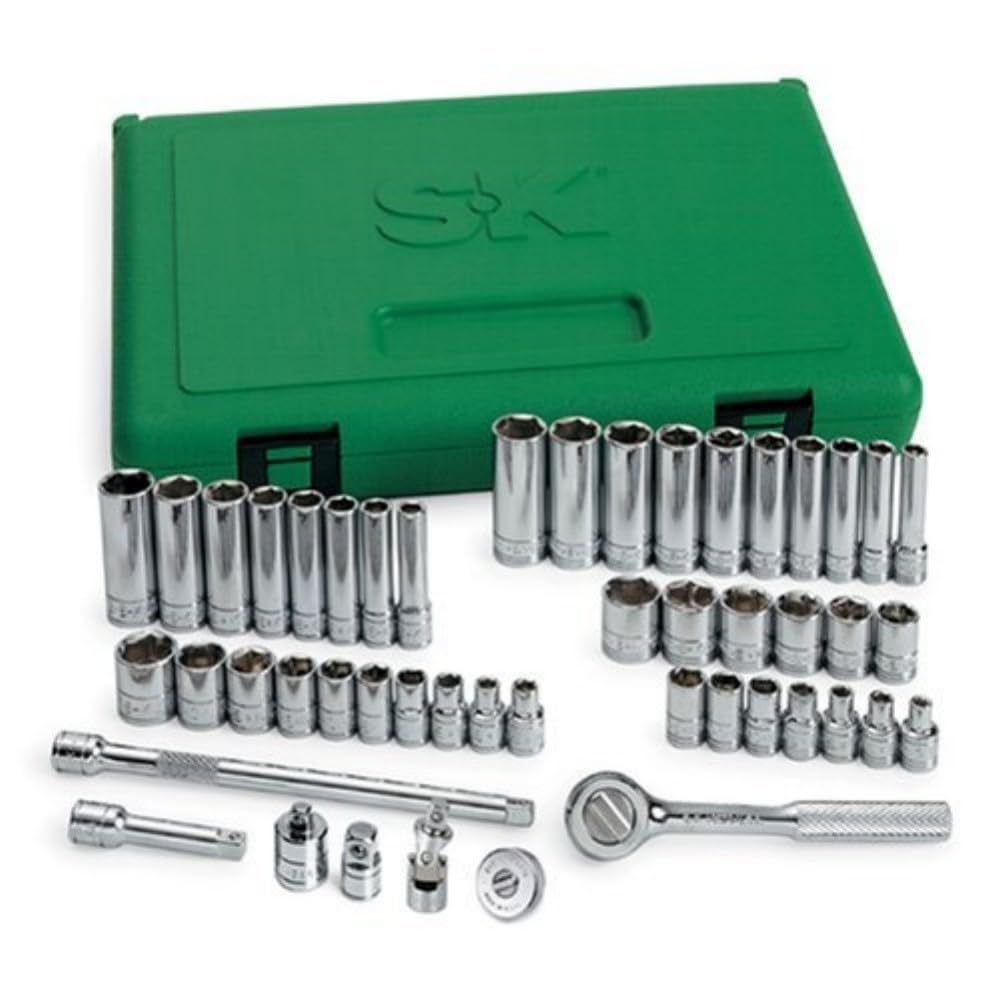 SK Tools USA 1/4" Drive, 48 Piece, 6 Point, Standard & Deep, SAE & Metric, SuperKrome Socket Set: 3/16" - 9/16", 4MM - 15MM , 91848
