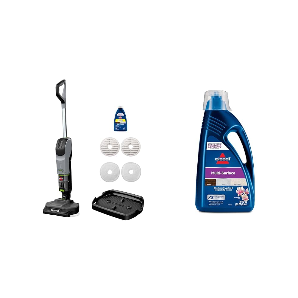 Bundle of BISSELL SpinWave Plus Vac Vacuum + BISSELL MultiSurface Floor Cleaning Formula for Crosswave and Spinwave (80 oz), 1789G