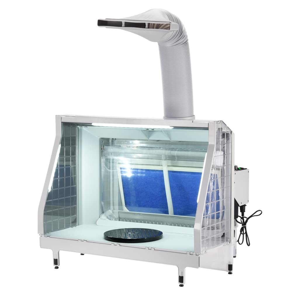 T TOGUSH Airbrush Booth Water Curtain with 3 LED Light 3 Fans Revolving Turntable and Filter Hose, Airbrush Spray Booth for Model Paint Crafts T-Shirt Cake Hobbies