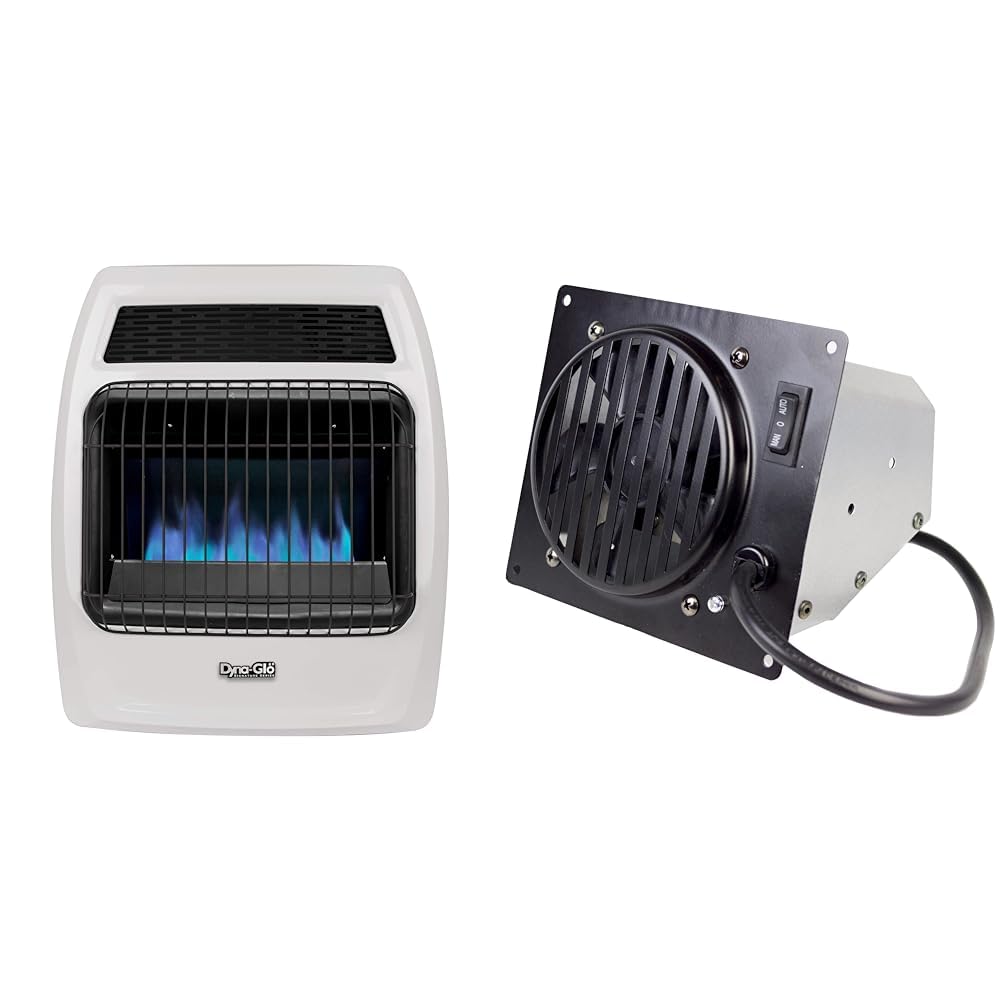 Dyna-Glo BFSS20LPT-4P 20,000 BTU Liquid Propane Blue Flame Thermostatic Vent Free Wall Heater, White & Vent-Free Wall Heat Fan
