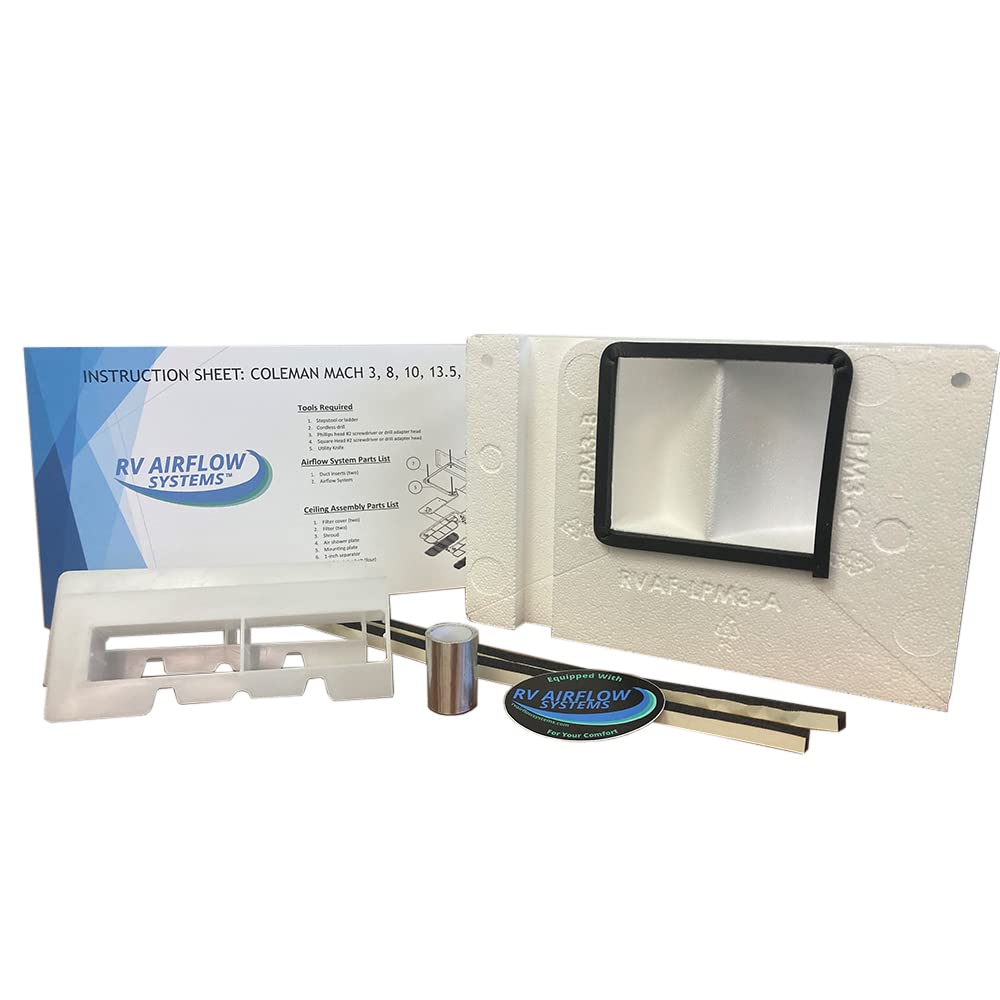 RV Airflow Systems for Shallow Plenum Coleman Mach 3, 10, 15, Q AC Diverter – Increase the volume of air from your AC into your hot RV, making you colder faster– Vent Filter Accessory Replacement Unit