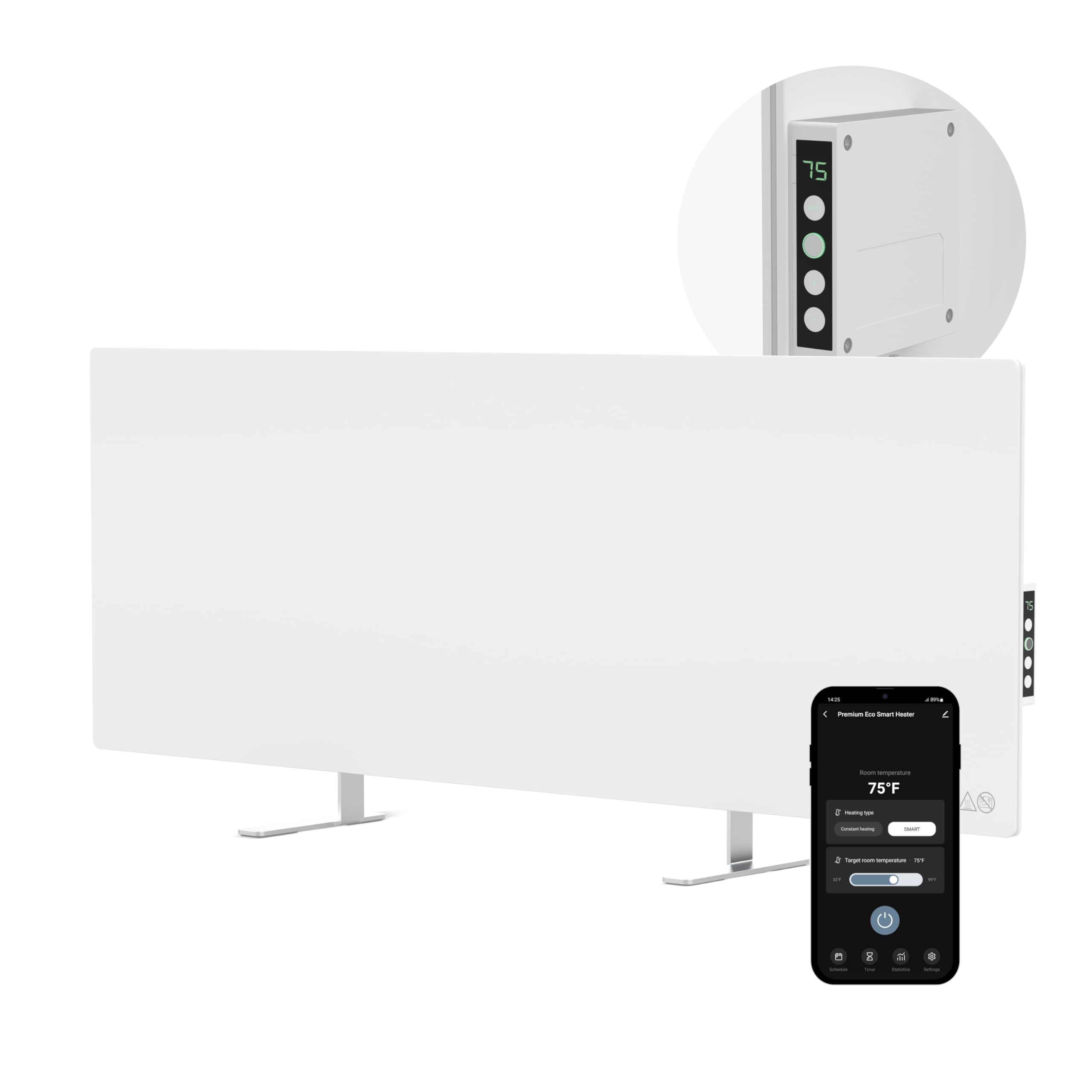 AENO Infrared Heater - With Thermostat - 700 Watt Energy Saving Panel Electric Heater - Smart Wall Mount or Freestanding Space Heater For Indoor with WiFi, Reddot Winner 2023, White