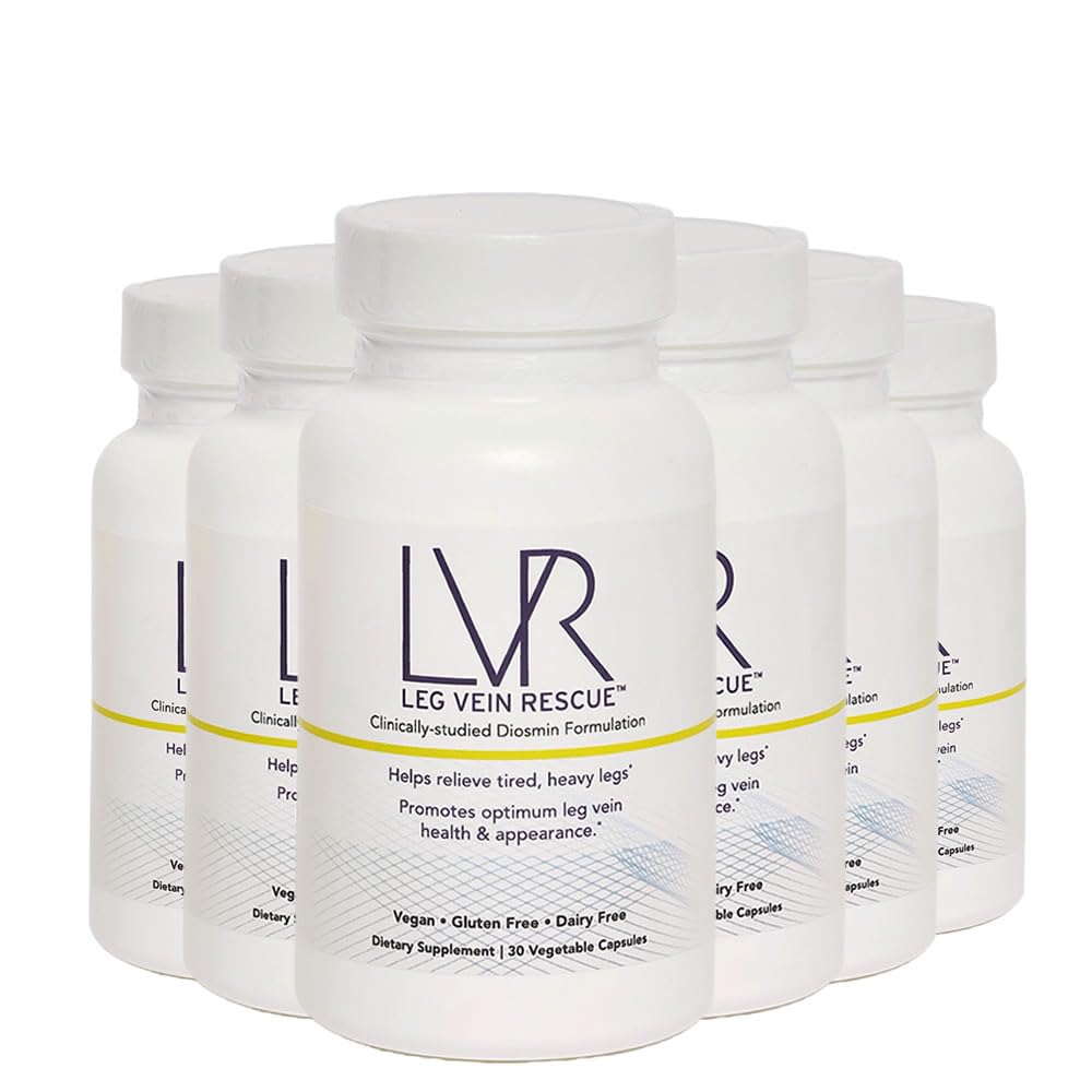 Clinically Studied Diosmin Varicose Vein and Leg Circulation Support 120 Day Supply - Spider Veins & Leg Edema Relief Citrus Bioflavonoids Natural Health Supplement (6 Bottles)