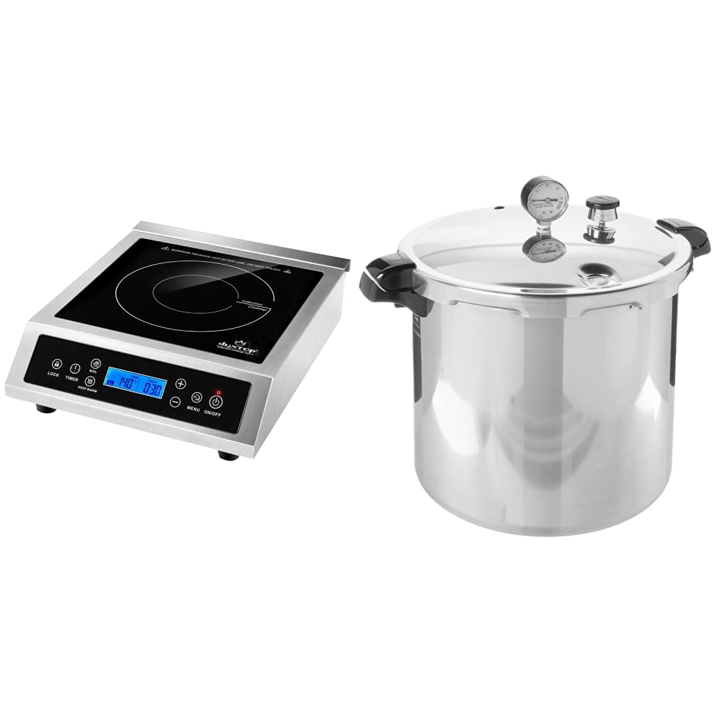 Duxtop Professional Portable Induction Cooktop & Presto 01784 23-Quart Induction Compatible Pressure Canner, Silver