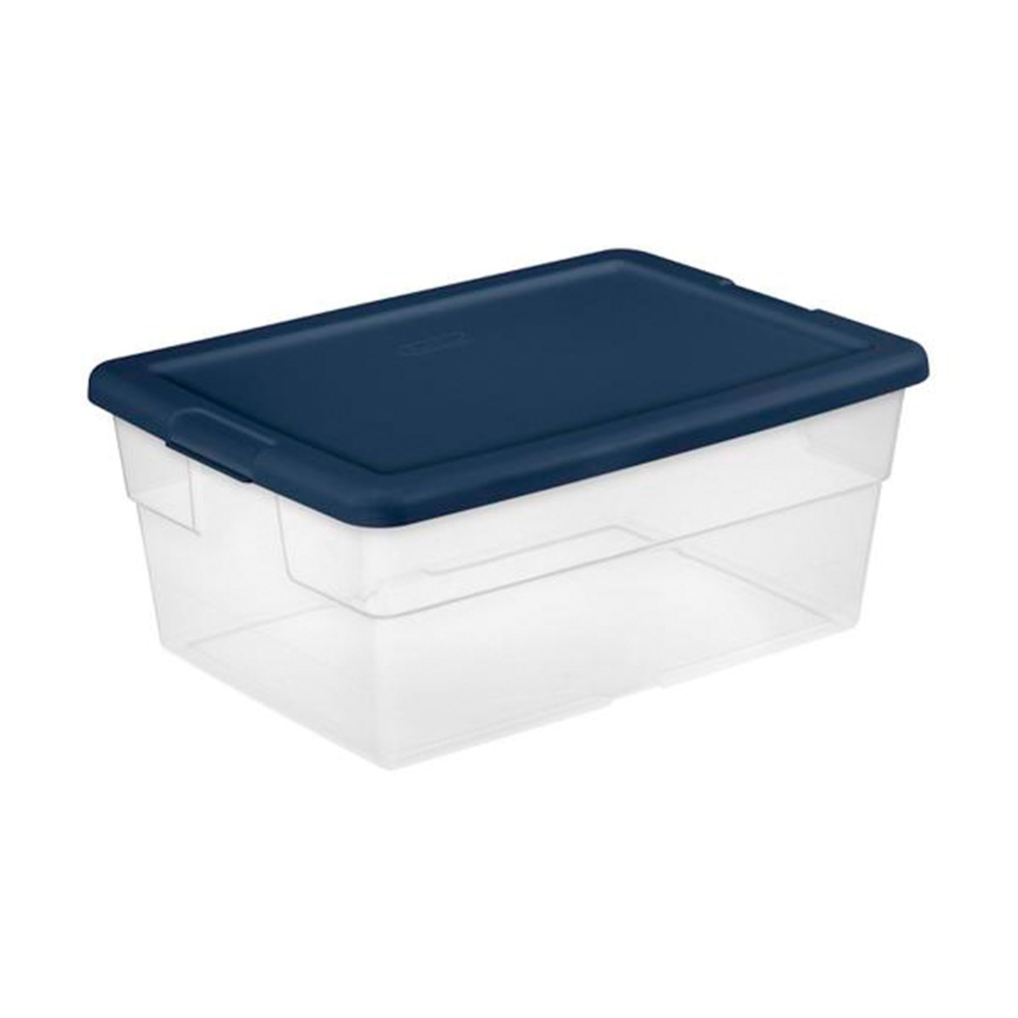 Sterilite Stackable 16 Quart Clear Home Storage Box with Handles and Blue Lid for Efficient Household Storage and Organization, (36 Pack)