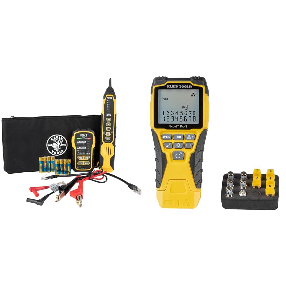 Klein Tools VDV500-920 Wire Tracer Tone Generator and Probe Set with RJ45 Port & VDV501-851 Cable Tester Kit with Scout Pro 3 for Ethernet/Data, Coax/Video