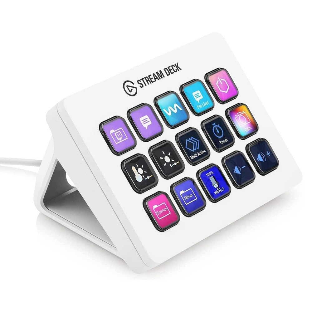 Elgato Stream Deck MK.2 White – Studio Controller, 15 macro keys, trigger actions in apps and software like OBS, Twitch, YouTube and more, works with Mac and PC