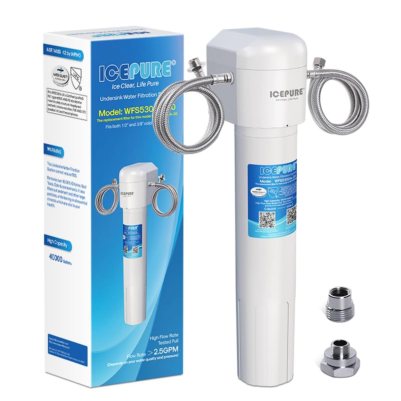 ICEPURE WFS5300A-20 5 Years or 40K Gallons Under Sink Water Filtration System, Ultra High Capacity NSF/ANSI CAN372 & 42 Certified, Direct Connect Drinking Faucet, Removes Chlorine, Odor, Heavy Metals