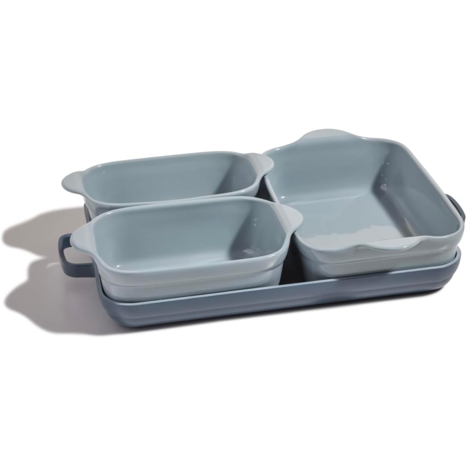 Our Place Bakeware Set | 5-Piece Nonstick, Toxin-Free, Ceramic, Cast Aluminum Set w/Oven Pan, Bakers, & Oven Mat | Space-Saving Nesting Design | Oven-Safe | Bake, Roast, Griddle and more | Blue Salt
