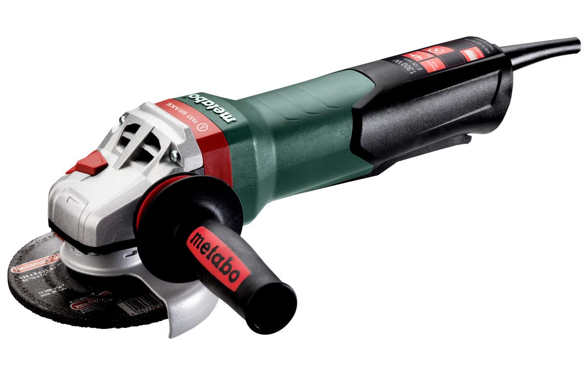 Metabo 4-1/2-Inch / 5-Inch Angle Grinder, 11,000 RPM, 12 Amp with Non-locking Paddle Switch, Brake, Low Vibration Handle, Drop Secure, Made in Germany, WPB 13-125 Quick DS, 600437420, Green