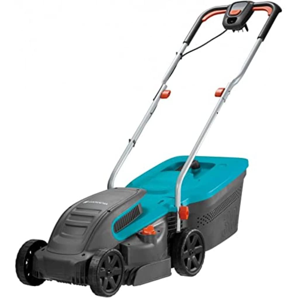 Gardena PowerMax 1200/32 Electric Lawnmower: Lawnmower up to 300 m², 32 cm Cutting Width, 30 L Capacity, Cutting Height 20-60 mm, Folding Poles, Ergonomic Handle (5032-20)