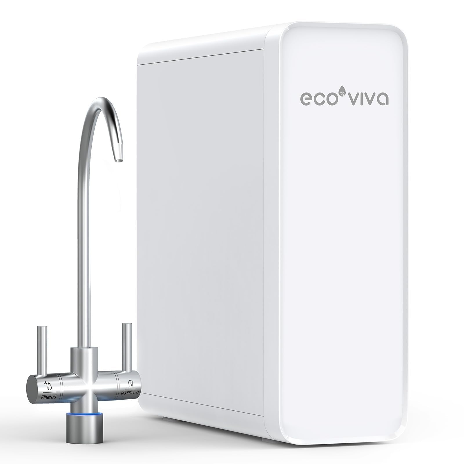 Ecoviva Under Sink Reverse Osmosis Water Filtration System, 8-Stage RO Filter, 600 GPD, High Efficiency, Reduce PFAS, RO & Filtered Water Options, Easy Installation, NSF/ANSI 58 Certified