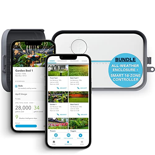 Rachio 3 Smart Bundle: Includes Rachio 3rd Generation-16 Zone Smart Sprinkler Controller (Alexa Compatible w/ Hyperlocal Weather Intelligence Plus & Rain Skip) & Rachio Weatherproof Outdoor Enclosure