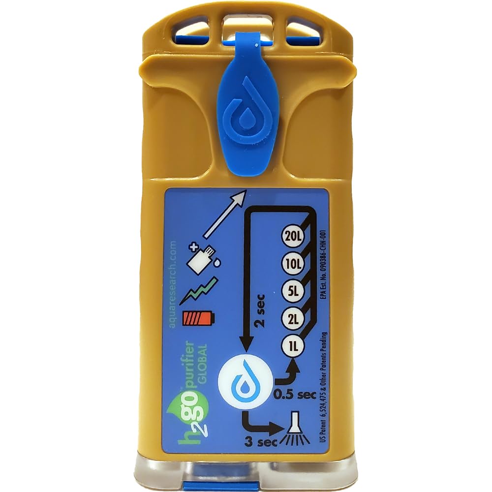 H2gO Global Survival Water Purifier, 2.5 mg/L, Camping Water Purifier, Tactical Survival Gear, Emergency Water Filtration. Hiking Gear Essential with Virtually Unlimited Purification.
