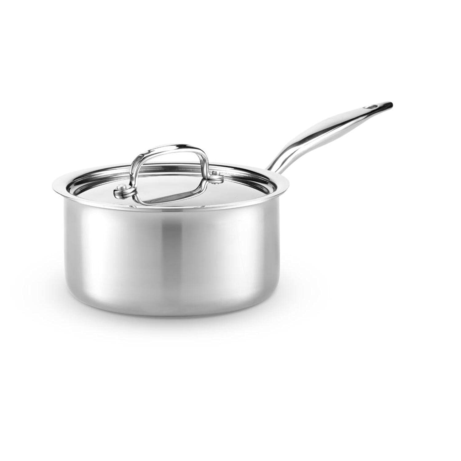 Heritage Steel 3 Quart Saucepan with Lid | Made in USA | Titanium Series | 316Ti Stainless Steel Pan with Stay Cool Handle | Fully Clad with 5-Ply Construction | Induction Ready & Non Toxic