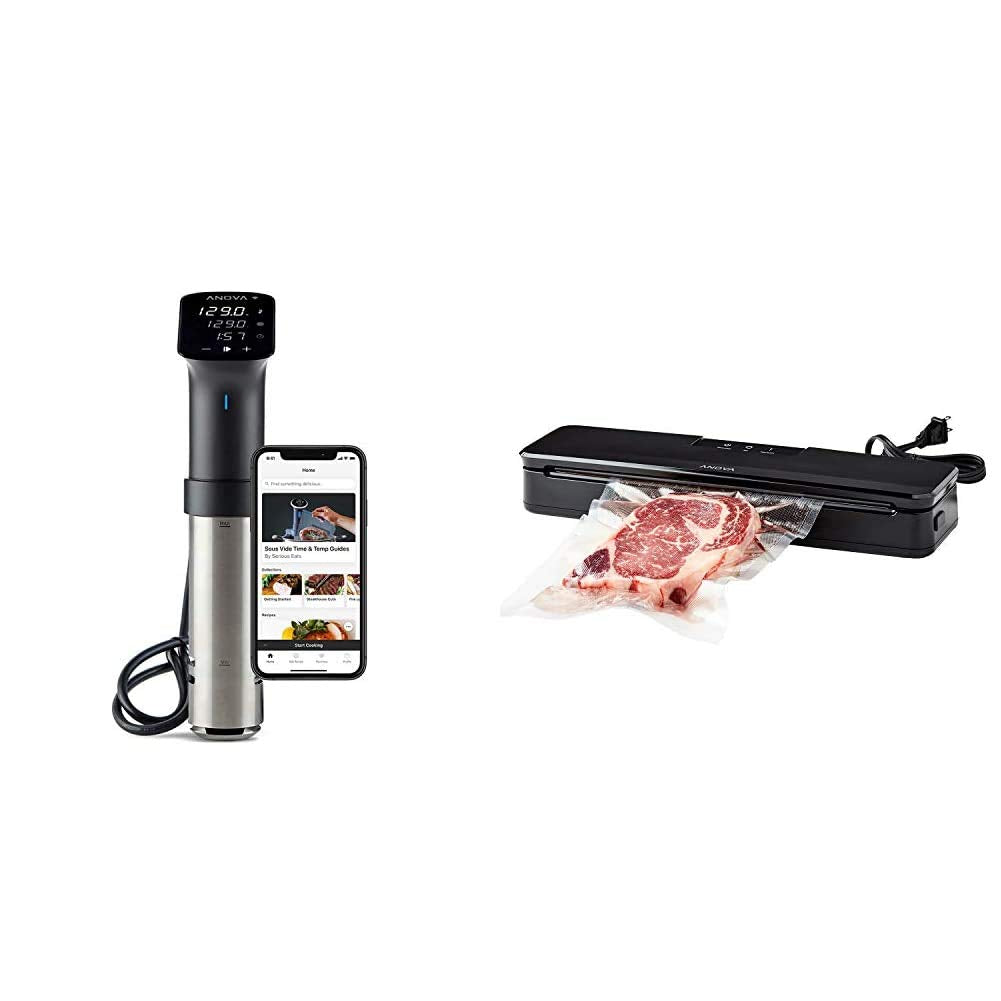 Anova Culinary Sous Vide Precision Cooker Pro (1200 Watts) and Vacuum Sealer Bundle