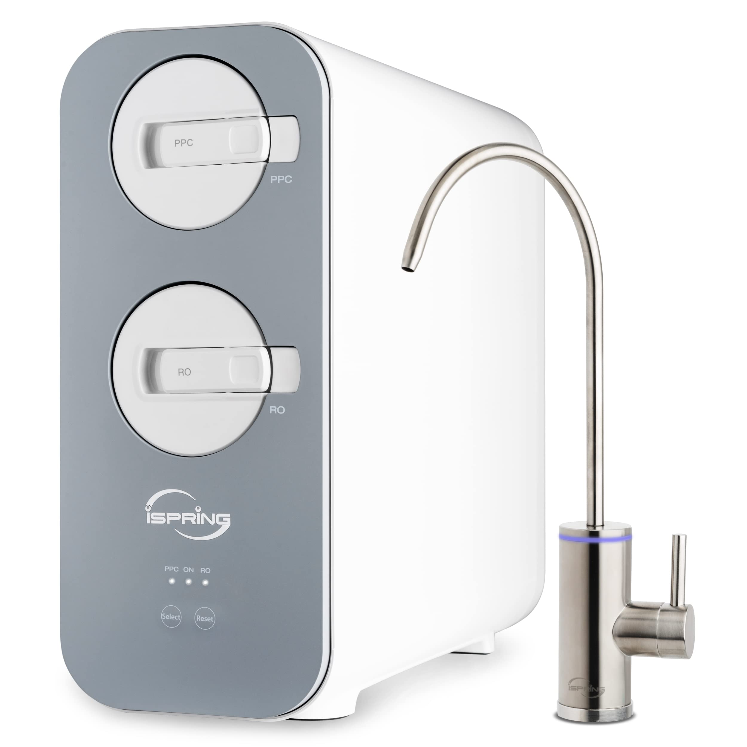 iSpring RO800G Tankless Reverse Osmosis System, 800 GPD High Capacity Under Sink, TDS Reduction Tankless Water Filtration System with Brushed Nickel Faucet