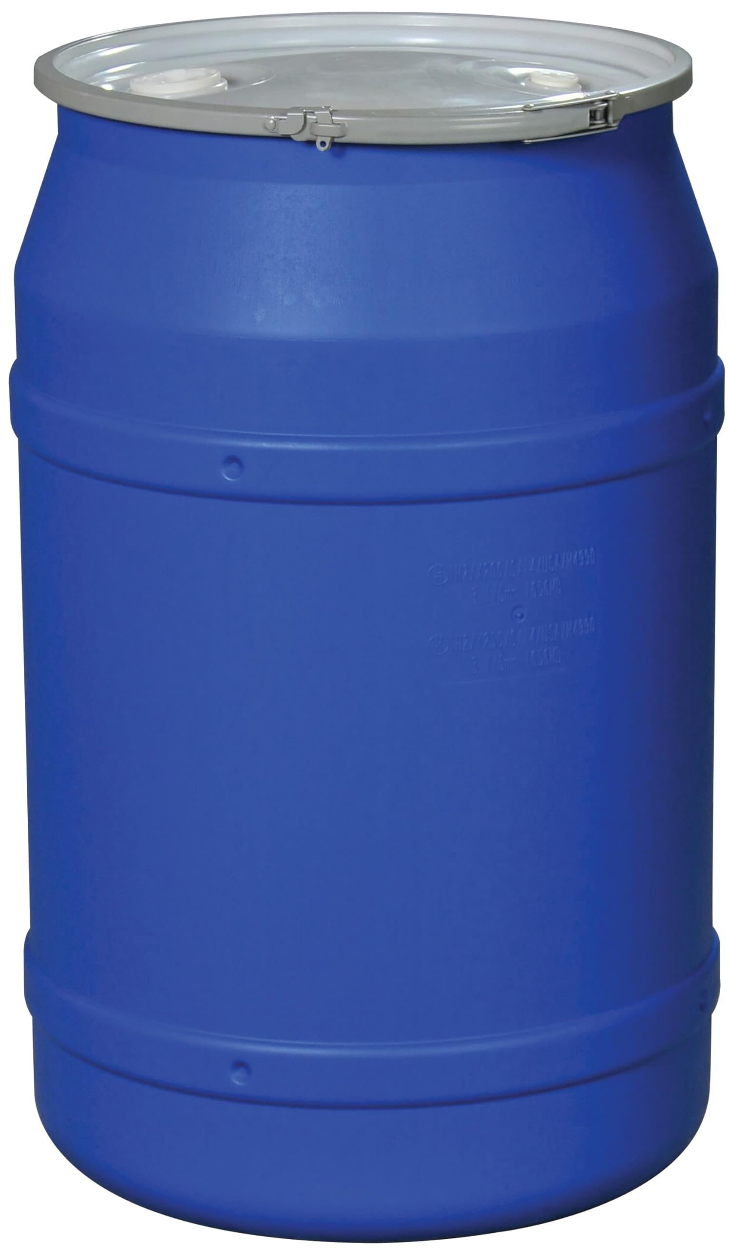 Eagle 55 Gallon Drum with Bung Lid and Metal Lever-Lock, 36.4"x22.5", Open Head Lab Pack Plastic Drum Made of Durable, Lightweight HDPE, Withstands Weather and Chemicals, Made in USA, Blue, 1656MBBG