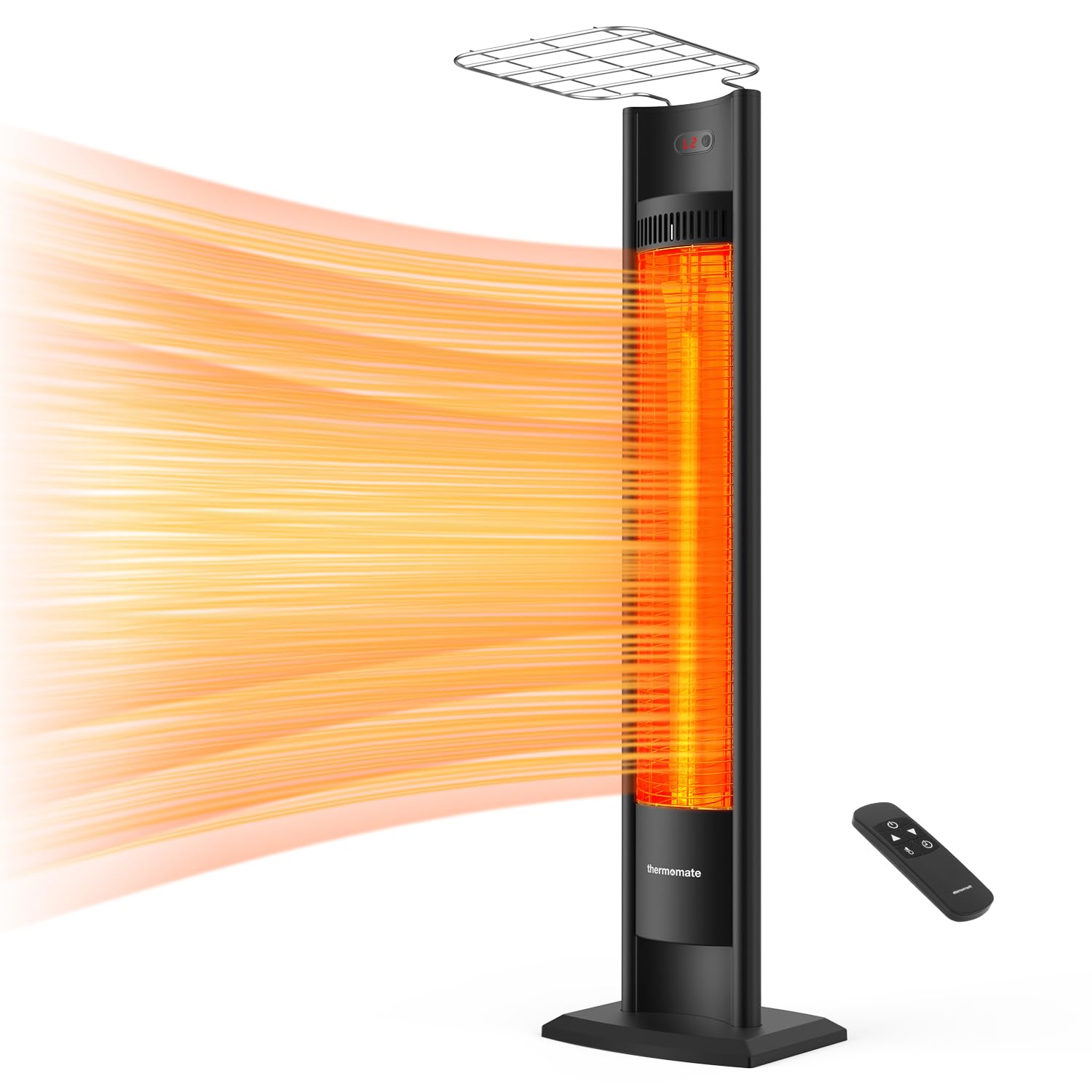 ThermoMate Outdoor Indoor Electric Patio Heater, 1500W 38.5" Portable Tower Infrared Heaer, IP55 Rated Space Radiant Heater with Remote, Timer, Tip-over Protection for Backyard, Restaurant & Garage