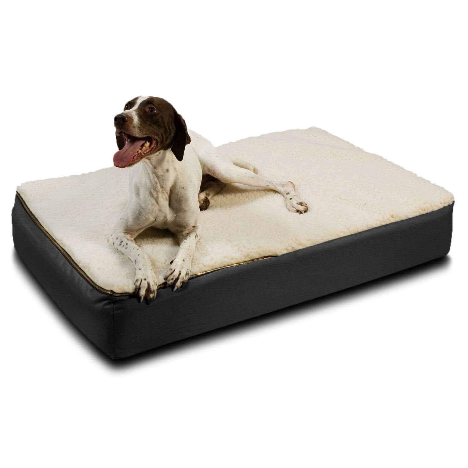 Snoozer Pet Products Super Orthopedic Lounge Pet Bed, Extra Large, Black Microsuede with Cream Sherpa