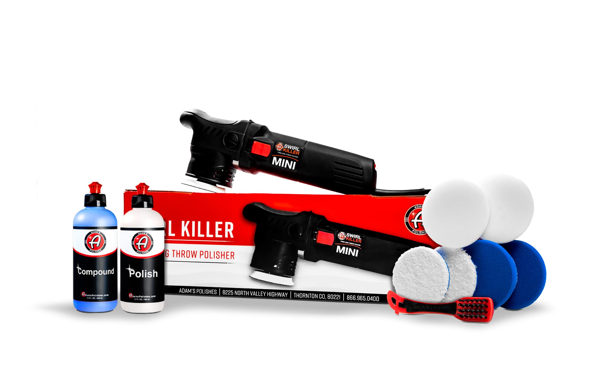 Adam's Polishes Swirl Killer 12mm Car Buffer Polisher Kit, Orbital Polishing Paint Correcting Tool, Car Scratch Remover, Correcting Polish, Use Post Car Wash Clay Bar & Pre Wax or Ceramic Coatin