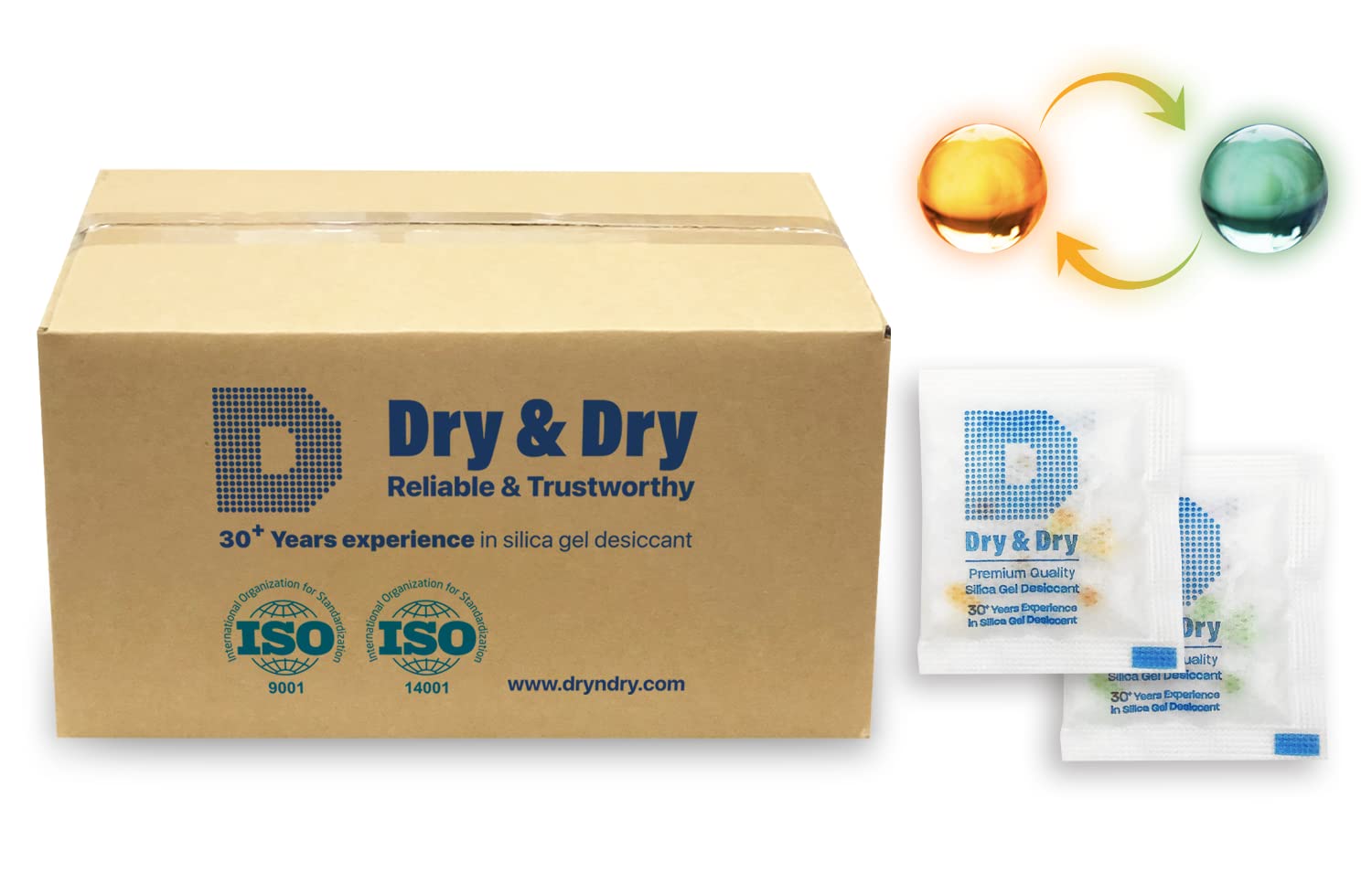Dry & Dry 3 Gram [6000 Packets] Orange Mixed Premium Pure Silica Gel Packets Desiccant Dehumidifier - Food Safe Rechargeable Silica Gel Packs Desiccant Packs