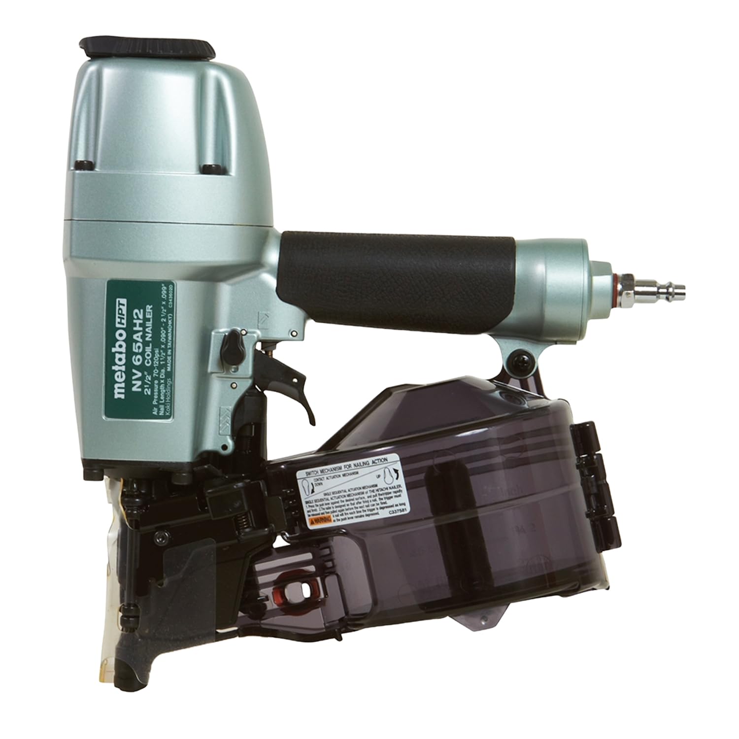 Metabo HPT Coil Siding Nailer, 1-1/2 inch to 2-1/2 inch Siding Nails, Side load, Tilt Bottom Magazine (NV65AH2)