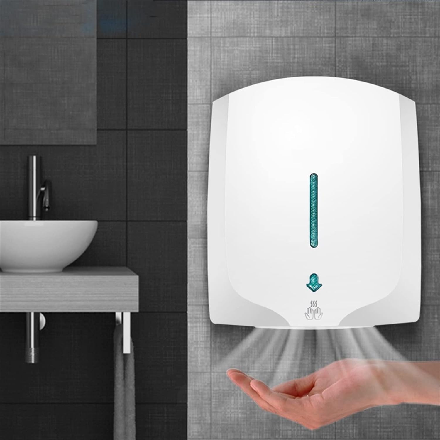 JKSVTF Commercial Hand Dryer, Hand Dryer Electric Hand Dryer Jet Hair Dryer Bathroom Hot Air Switch Punch-Free Installation Blow Mobile Phone