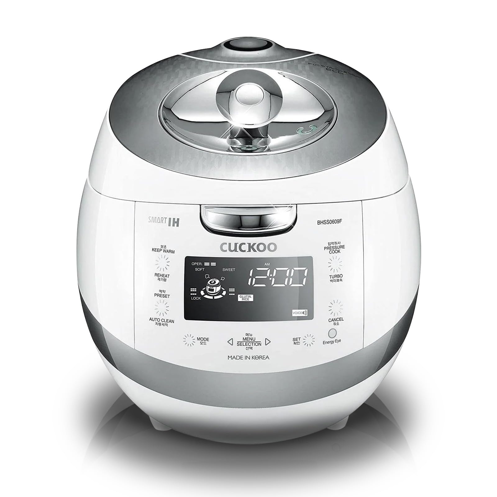 CUCKOO CRP-BHSS0609F 6-Cup (Uncooked) / 12-Cup (Cooked) Induction Heating Pressure Rice Cooker with Nonstick Inner Pot, 16 Menu Modes, Fuzzy Logic Tech, 3 Voice Guide, Auto Clean (White)