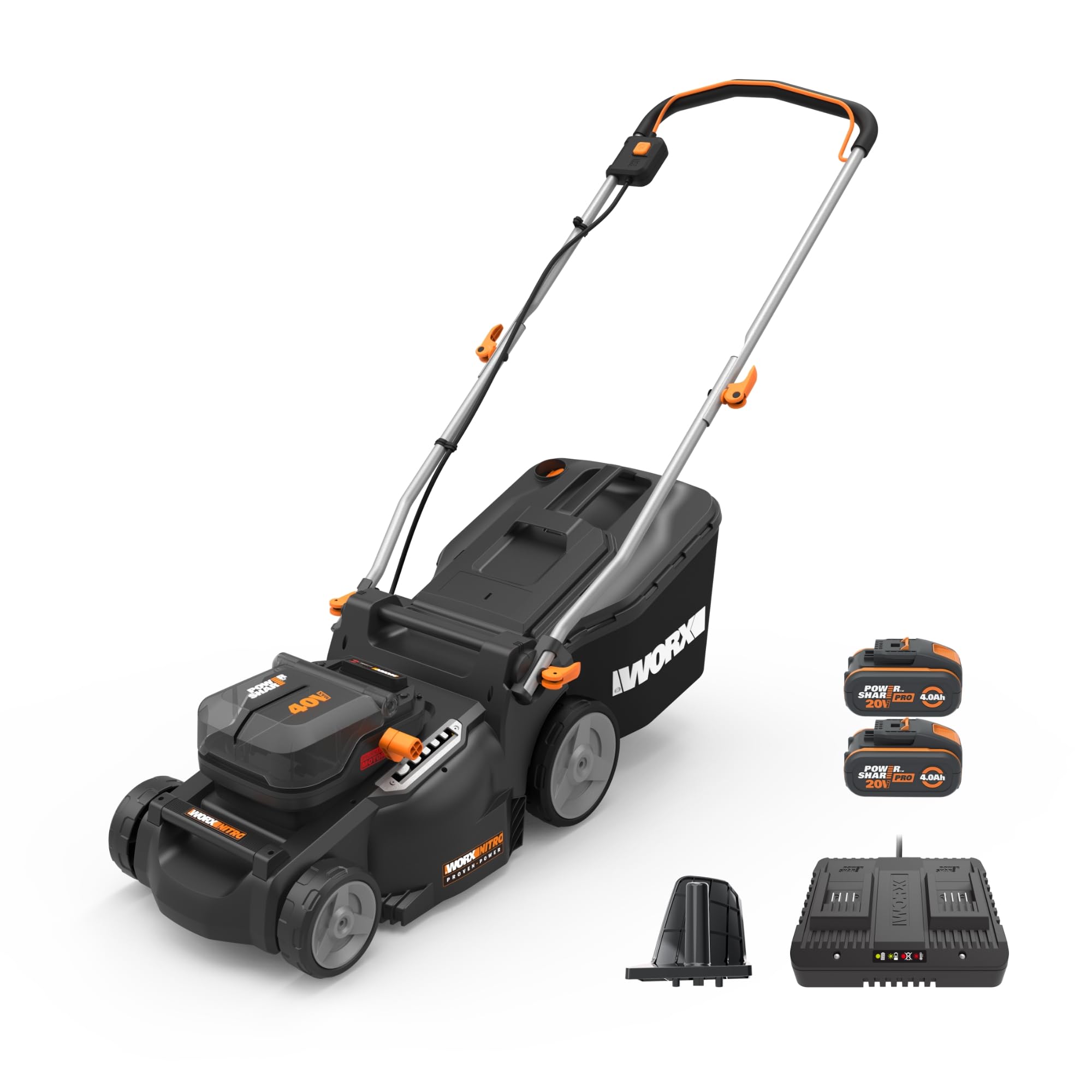 WORX Nitro 40V 16" Cordless Lawn Mower w/Brushless Motor 2.0 & Intellicut, 2-in-1 Electric Mower w/Mulch Blade, Lightweight Push Lawn Mower for 1/4 Acre WG737 – Batteries & Charger Included
